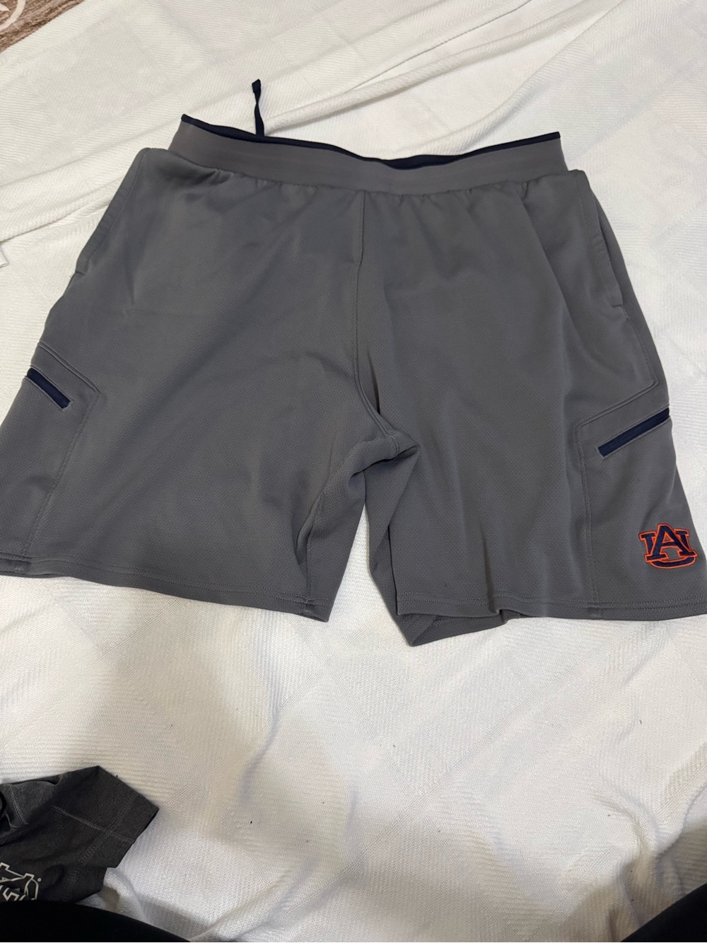 Under Armour Gray Athletic Shorts with Navy & Orange Auburn Logo